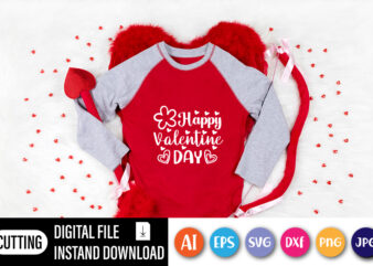 Happy valentine day shirt, cute heart, vector element for print template