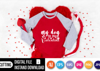 My dog is my valentine shirt , dog paws, cute heart Lover Valentines Day Shirt, My Dog Is My Valentine,