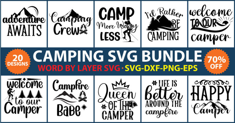 Camping Svg Bundle, Camp Life Svg, Campfire Svg, Vacation Svg, Camping Shirt Design, mountain svg, Camping Life svg, Happy Camper svg, Camping Shirt svg, Hiking svg, Cut Files for Cricut,