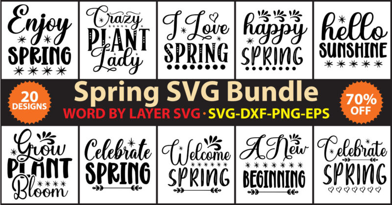 Spring Svg Bundle, Farmhouse Svg, Hello Spring Svg, Welcome Spring Svg, Spring Sayings Svg, Spring Png, Cut Files,Spring cut file bundle, Layered svg file-Spring t-shirt design
