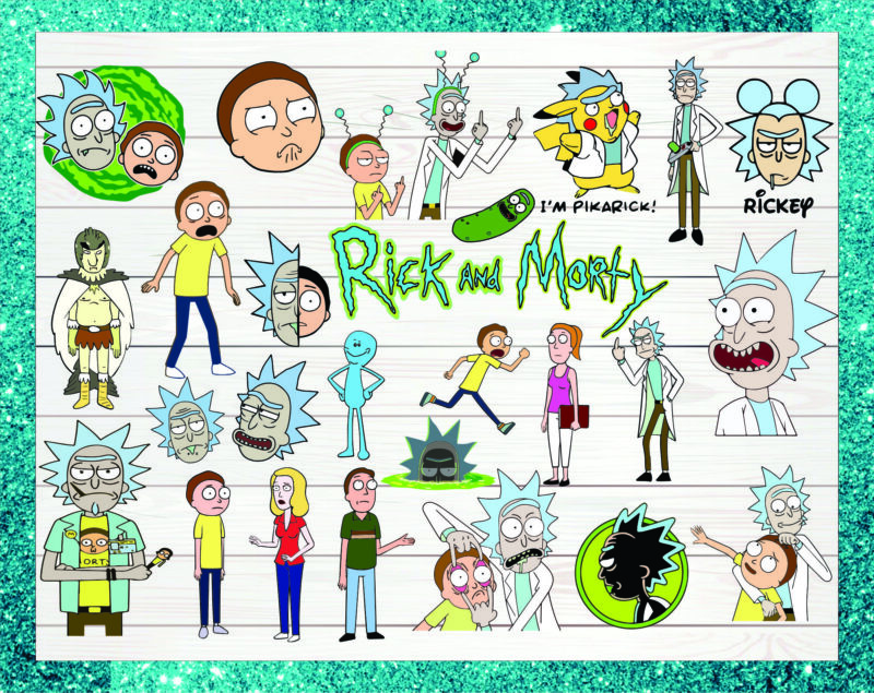 Bundle 64 Rick And Morty Clipart, Rick And Morty Characters Png Svg, Time To Get Schwifty Png, Silhouette, Svg, Png, Digital Download 1036485297