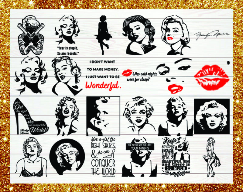 Bundle 24 Silhouette Clipart, Marilyn Monroe Png, Svg, Drawn Marilyn Monroe Png, Marilyn Monroe’s Portrait, Sexy Lip, Silhouette Svg, Png 1016695768