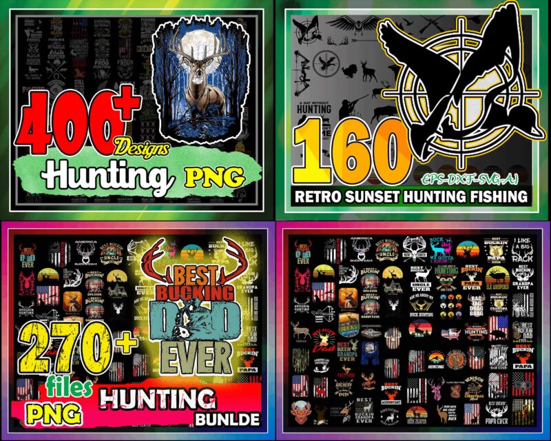 Combo 750+ Hunting Bundle, Retro Sunset Hunting Fishing SVG, Hunting Sayings Png, Deer Hunt Flag, Deer Hunter Png, Digital Download CB1005243973