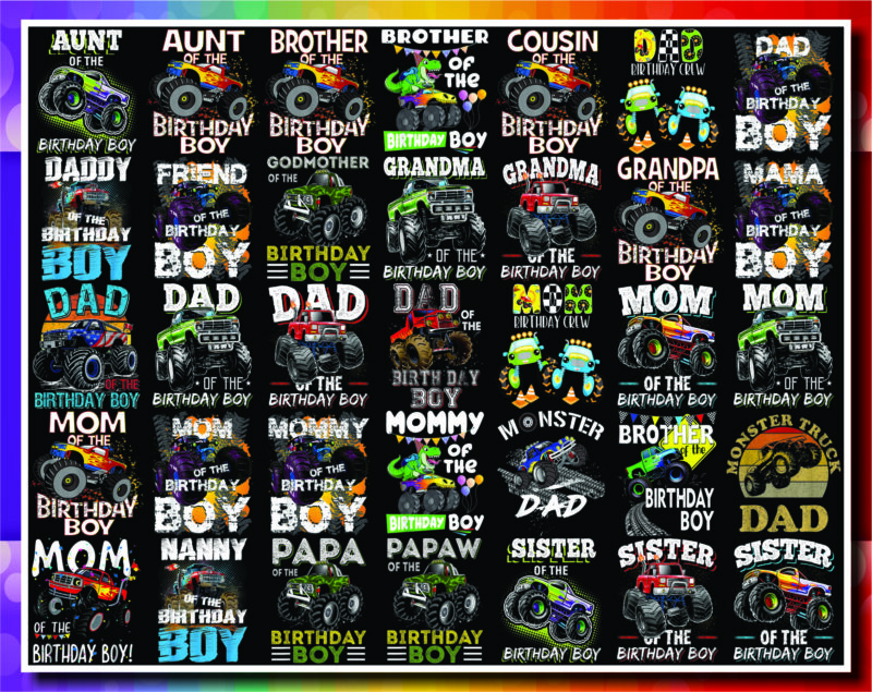 38 Designs Monster Truck Png, Boy Monster Truck Birthday png, Matching Family Of The Birthday Boy png, Gift For Son, Monster Truck Lovers 1013142589