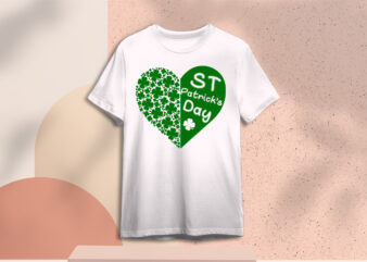 St Patricks Day Images Heart Four Leaf Clover Diy Crafts Svg Files For Cricut, Silhouette Sublimation Files t shirt template vector