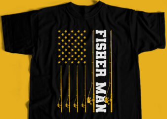 Fisher Man Flag T-Shirt Design For Commercial User