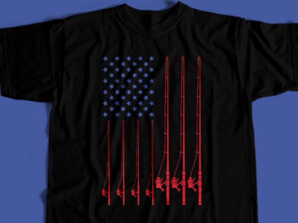 American fishing flag t-shirt design for commercial user