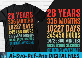 28 years of being awesome t-shirt design, 28 years of being awesome SVG, 28 Birthday vintage t shirt, 28 years 336 months of being awesome, Happy birthday tshirt, Funny Birthday