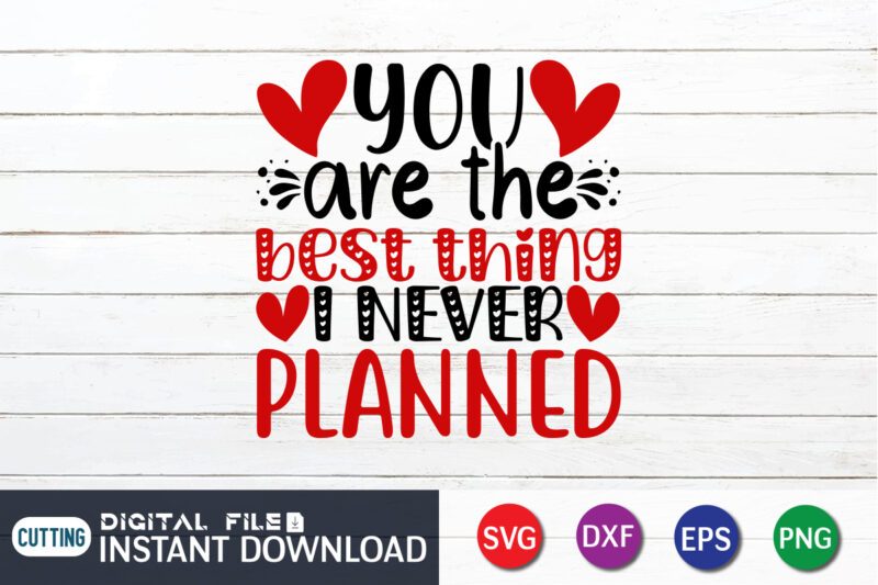 You Are The Best Thing I Never Planned T Shirt, Happy Valentine Shirt print template, Heart sign vector, cute Heart vector, typography design for 14 February