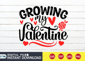 Growing My Valentine T Shirt ,Happy Valentine Shirt print template, Heart sign vector, cute Heart vector, typography design for 14 February