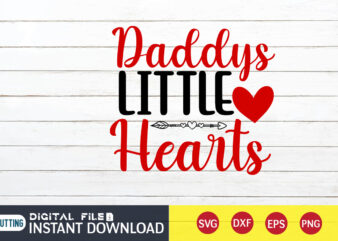 Daddy’s Little Heart T Shirt, Happy Valentine Shirt print template, Heart sign vector, cute Heart vector, typography design for 14 February