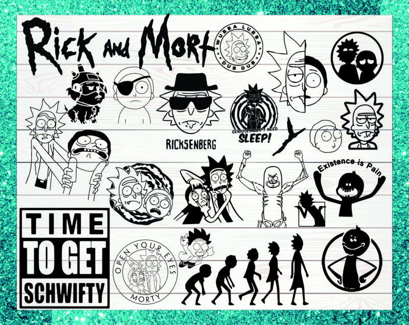 Bundle 64 Rick And Morty Clipart, Rick And Morty Characters Png Svg, Time To Get Schwifty Png, Silhouette, Svg, Png, Digital Download 1036485297