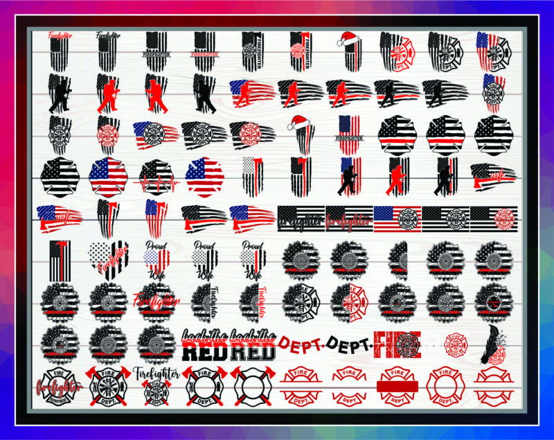 Combo 250 Firefighter Thin Red Line SVG Bundle, Distressed Flag, Wife, Mom, Maltese Cross, Daddy, Back the Red, Firefighter Heart, digital files