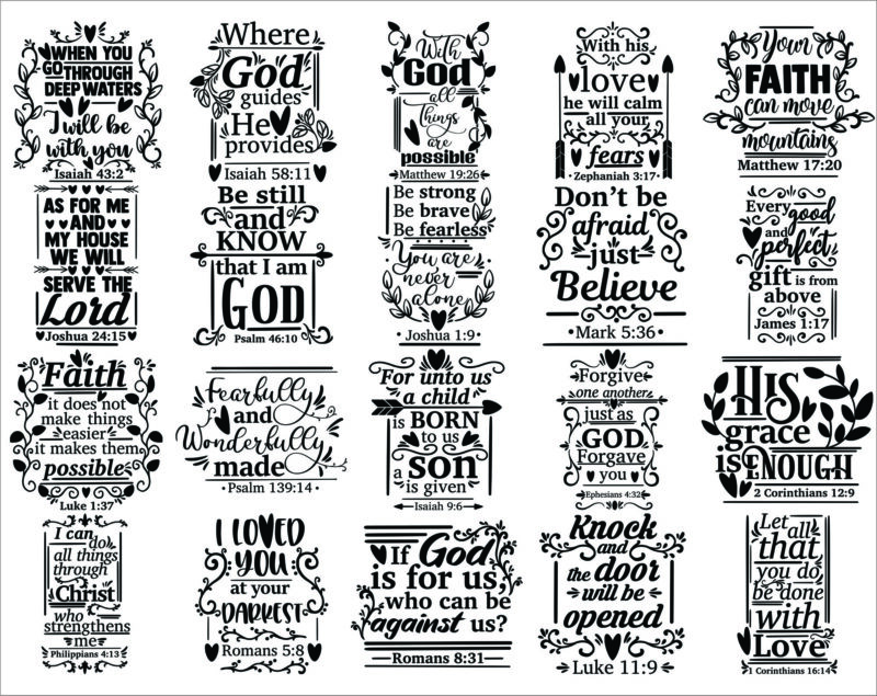 25 Designs Christian Bible Quote SVG Bundle, Christ Faith, Jesus SVG Bundle, Faith Quotes, God Love SVG, Cricut Cut Files, Religious Bible 1008182278