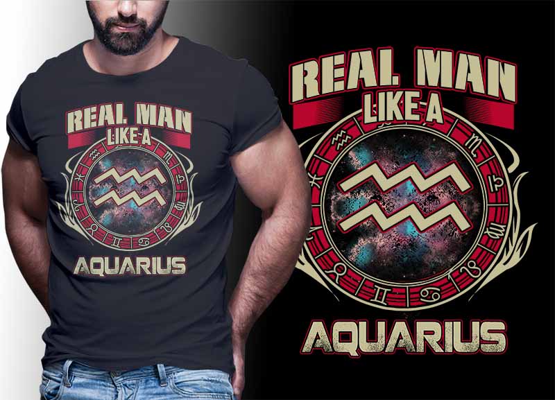 12 ZODIAC real man tshirt designs bundle PART# 25 ON