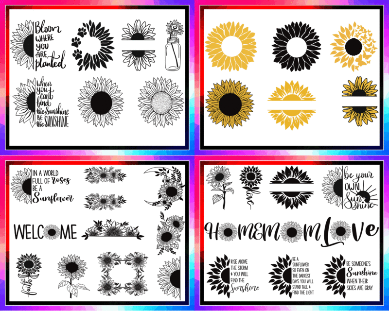 Combo 300+ Sunflower SVG/PNG Bundle, Sunflower Queen Png, Flower Lover Png, Sunflower Sticker, Sunflower monogram, Sunflower ClipArt-Quotes CB1003329087