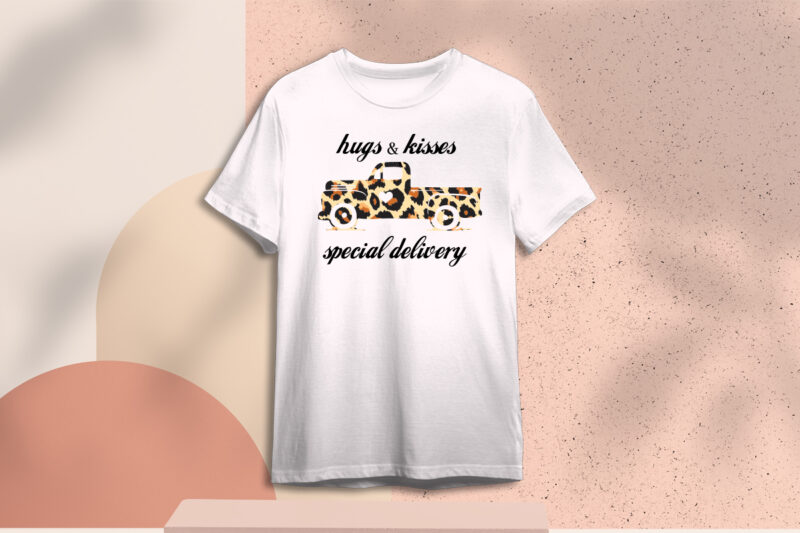 Valentine Leopard Pattern Truck Hugs And Kisses Gift Diy Crafts Svg Files For Cricut, Silhouette Sublimation Files