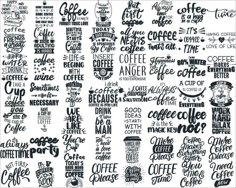 97+ Funny Coffee Quotes SVG Bundle, Coffee Lovers, Coffee Mug Quotes SVG, Silhouette Cricut Digital print, Cut File Cricut, Digital Download CB766035648