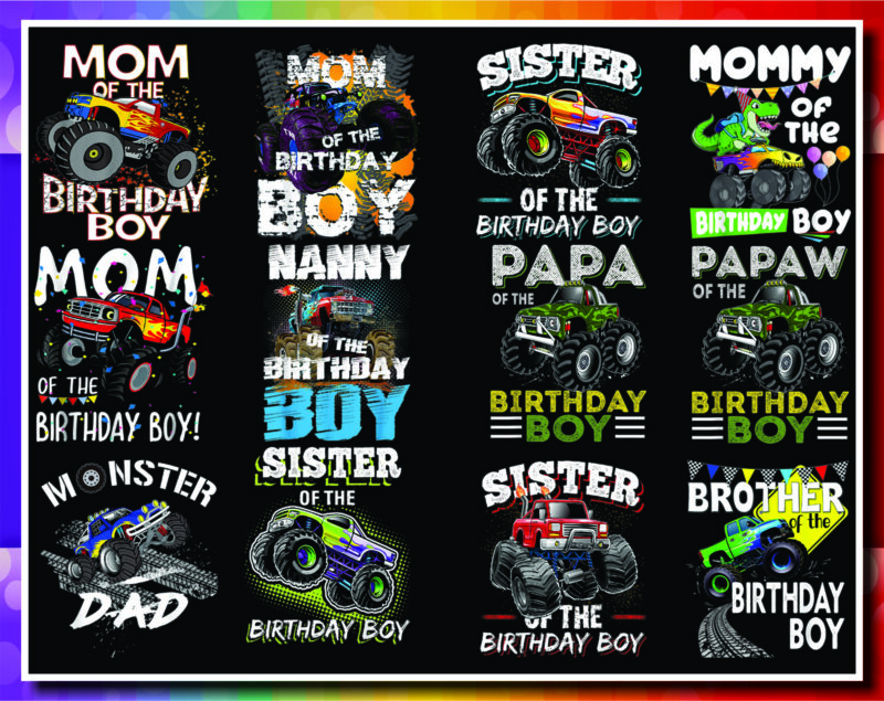 38 Designs Monster Truck Png, Boy Monster Truck Birthday png, Matching Family Of The Birthday Boy png, Gift For Son, Monster Truck Lovers 1013142589