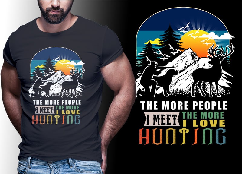 HUNTING Vintage Retro Tshirt Designs Bundle Editable