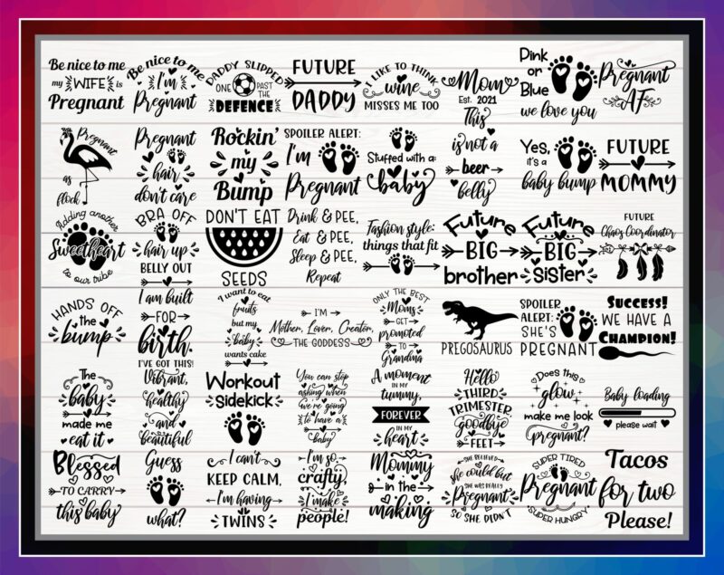 120 Designs Funny Pregnancy SVG Bundle, Pregnant Women Clip Art, Pregnancy Announcement PNG for Sublimation, Instant Download CB1024244738