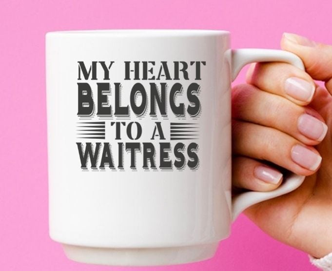 Funny My Heart Belongs To A Waitress Valentines Day Premium T-Shirt design svg, girlfriend on Birthday Party, Christmas, Mother’s Day, Valentines Day,