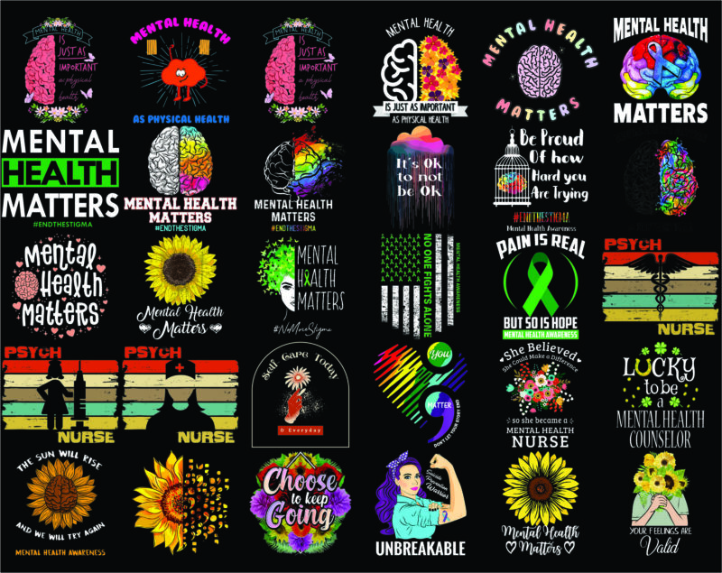 Combo 100+ Designs Mental Health PNG Bundle, Mental Health Matters Png, Mental Health Awareness Png, Depression Awareness Png, Semicolon Png 962123394