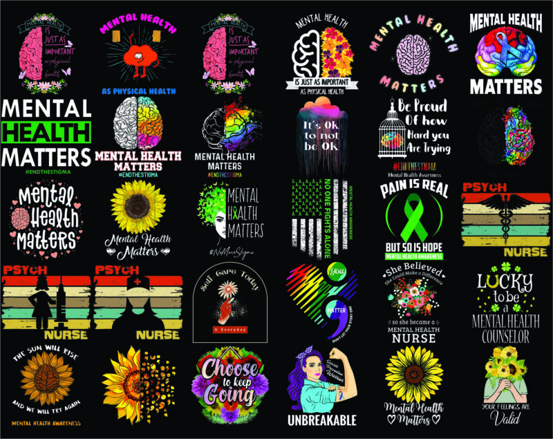 Combo 100+ Designs Mental Health PNG Bundle, Mental Health Matters Png, Mental Health Awareness Png, Depression Awareness Png, Semicolon Png 962123394