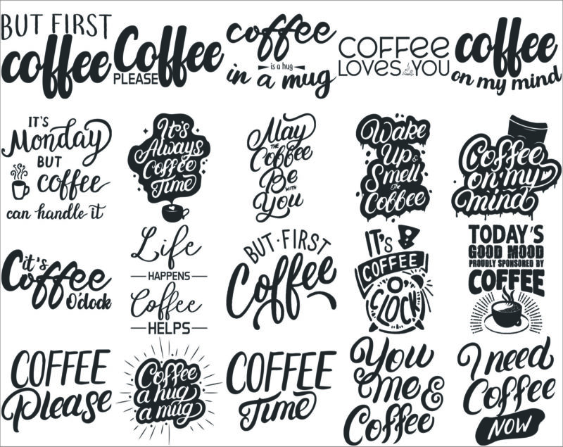 97+ Funny Coffee Quotes SVG Bundle, Coffee Lovers, Coffee Mug Quotes SVG, Silhouette Cricut Digital print, Cut File Cricut, Digital Download CB766035648