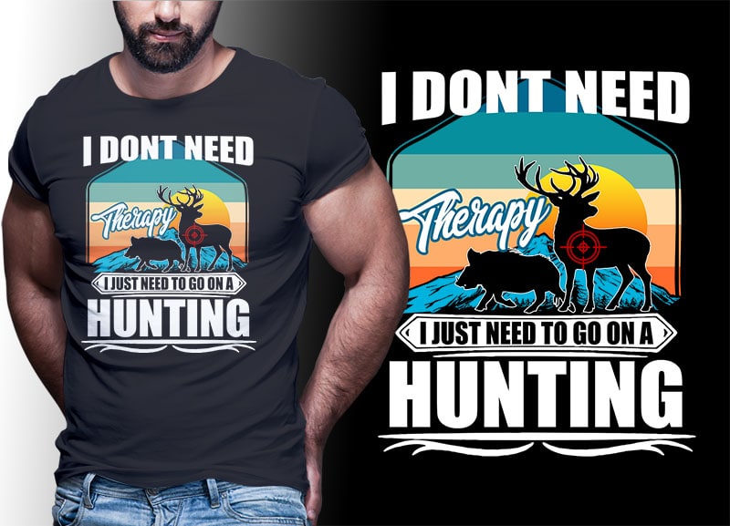 HUNTING Vintage Retro Tshirt Designs Bundle Editable