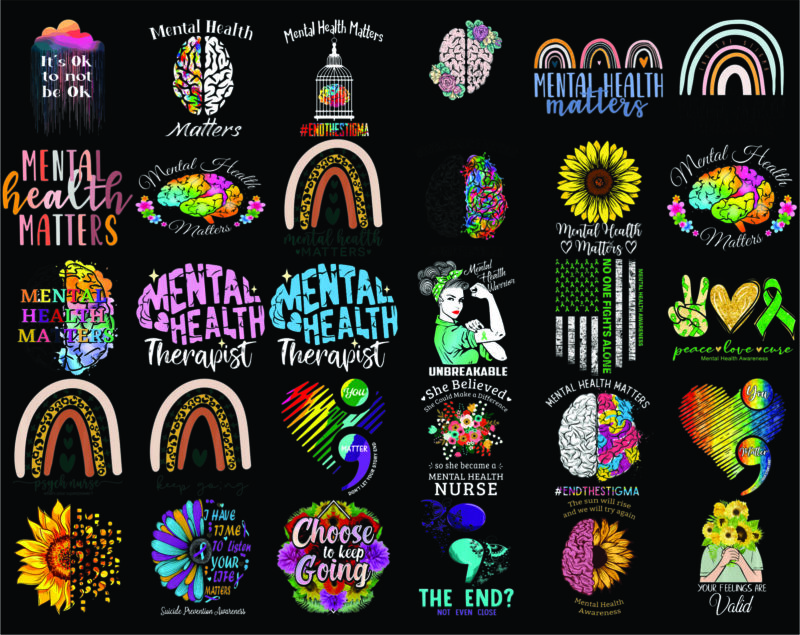 Combo 100+ Designs Mental Health PNG Bundle, Mental Health Matters Png, Mental Health Awareness Png, Depression Awareness Png, Semicolon Png 962123394