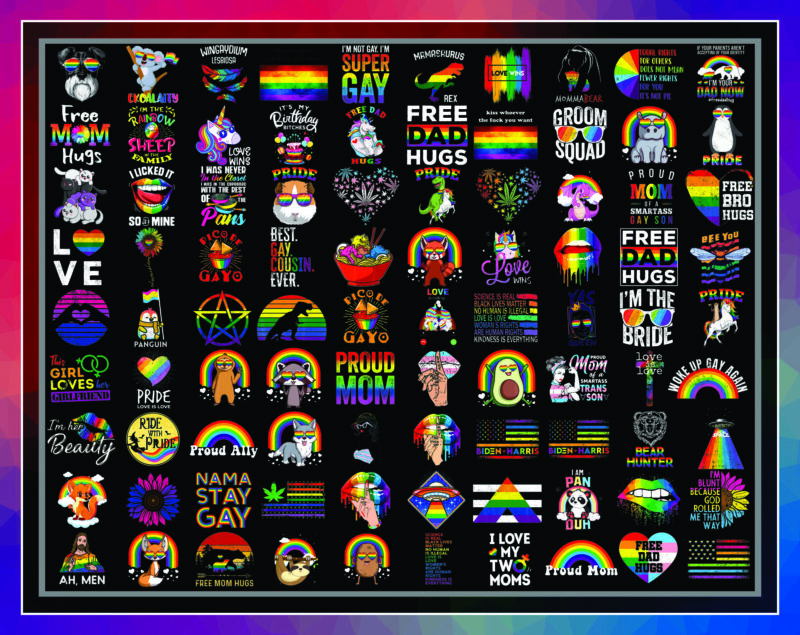 Combo 1000+ LGBT Pride Bundle, Gay Flag Png, LGBT Png, Rainbow Png, Be Proud Be Fabulous Png, Lgbt Awareness, Pride Parade, Digital Download CB1002265288