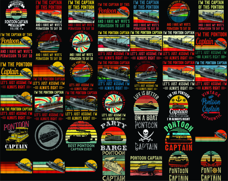 Vintage Pontoon Captain Png Bundle, Retro Rowing Crew Boat, Retro Kayak Png, Pontoon Grandpa Png, Sublimation Design, Digital Download 1007188101