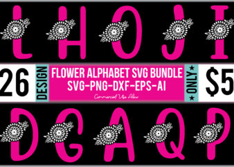 Flower Alphabet Svg Bundle t shirt graphic design