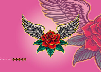 Angel Roses Wing Love Valentine Symbol t shirt vector