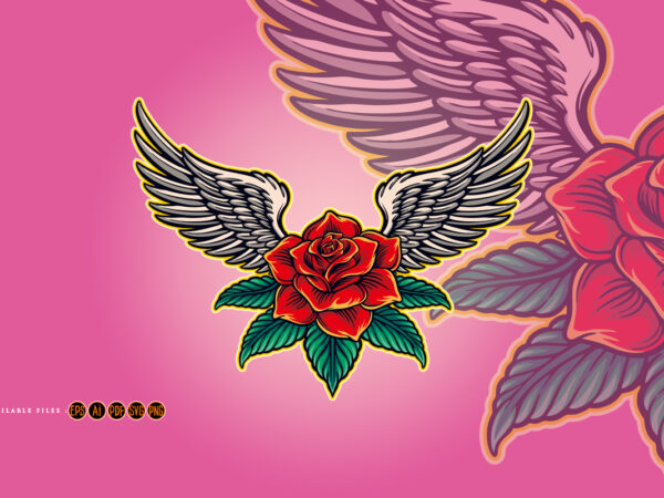 Angel roses wing love valentine symbol t shirt vector