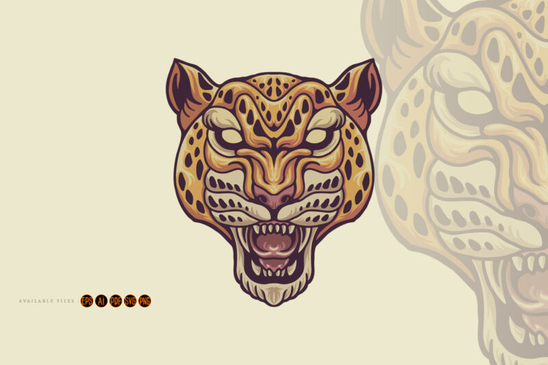 Angry Cheetah Head Mascot Vintage