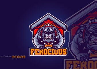 Angry Strong FEROCIOUS Dog Mascot Logo Cartoon