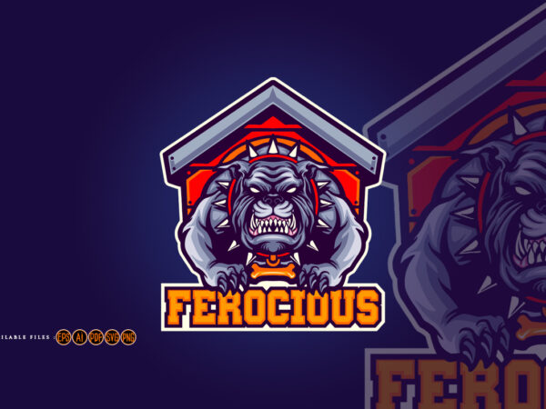 Angry strong ferocious dog mascot logo cartoon t shirt vector