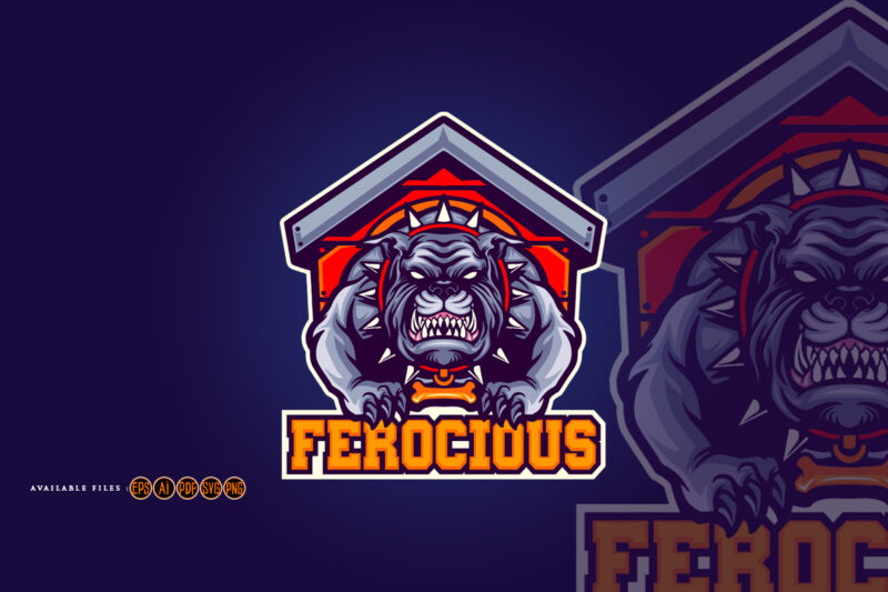 Angry Strong FEROCIOUS Dog Mascot Logo Cartoon