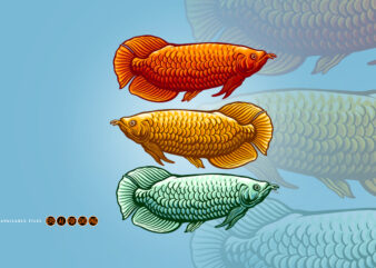 Arowana fish logo vintage colorful