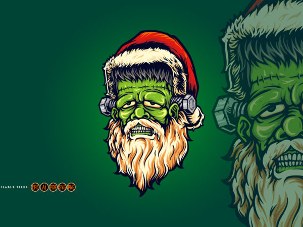 Scary santa frankenstein halloween illustrations t shirt template vector Scary santa frankenstein halloween illustrations t shirt template vector