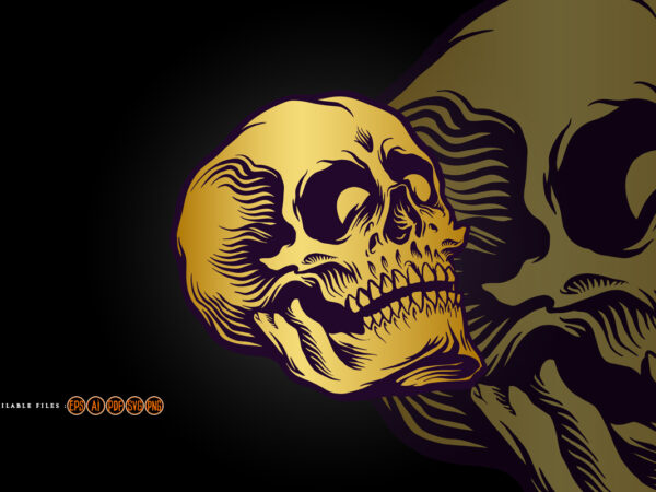 Head skull with gold colour graphic t shirt
