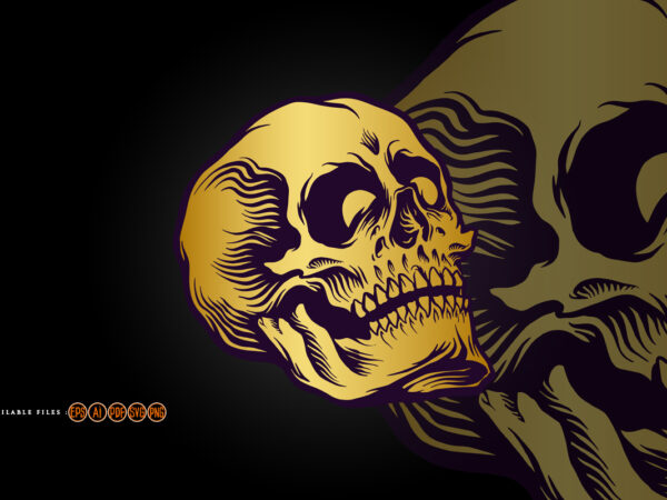 Head skull with gold colour graphic t shirt Head skull with gold colour graphic t shirt