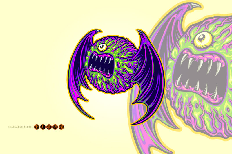 Scary bat winged zombie monster Illustrations