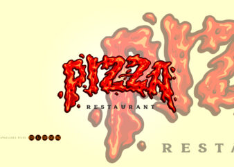 Text Pizza Fast Food Restaurant Logo