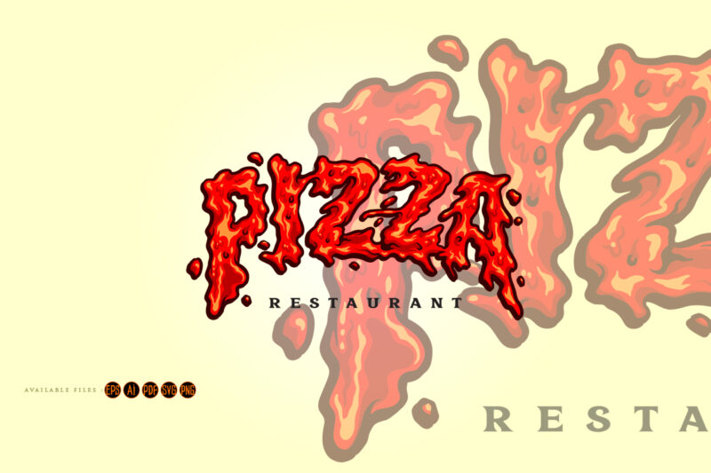 Text Pizza Fast Food Restaurant Logo