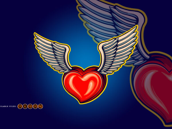 Valentine heart with angel wings t shirt vector art