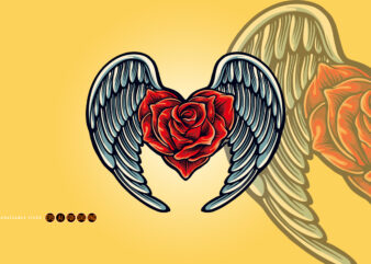 Angel wings with rose heart Symbol t shirt vector