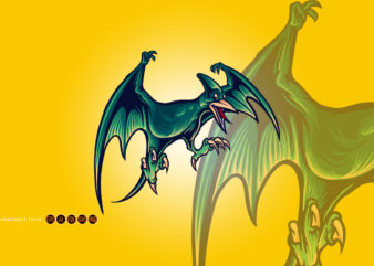 Pterodactyl Dragon Flying Dinosaurs Cartoon illustration